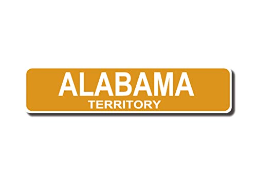Alabama Territory Vintage Blechschild Retro Rustikale Männerhöhle Weißblech Vintage Neuheit Straße Bauernhaus Zink Garage Wanddekoration Metallschild Gelb 40 x 10 cm von usigns