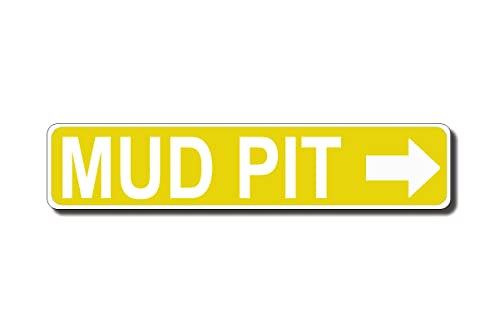 Mud Pit Vintage Blechschild Retro Rustikale Männerhöhle Weißblech Vintage Neuheit Straße Bauernhaus Zink Garage Wanddekoration Metallschild Rot 40 x 10 cm von usigns