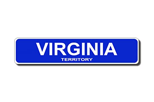 Virginia Territory Vintage Blechschild Retro Rustikale Männerhöhle Weißblech Vintage Neuheit Straße Bauernhaus Zink Garage Wanddekoration Metallschild Blau 40 x 10 cm von usigns