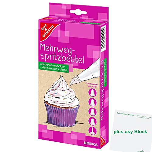 Gut&Günstig Mehrweg Spritzbeutel (Maße: L28xB17cm) + usy Block von usy