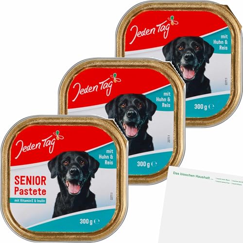 usy Bundle für Jeden Tag Hund Feine Pastete Senior Huhn, Reis 3er Pack (3x300g Schale) + usy Block von usy