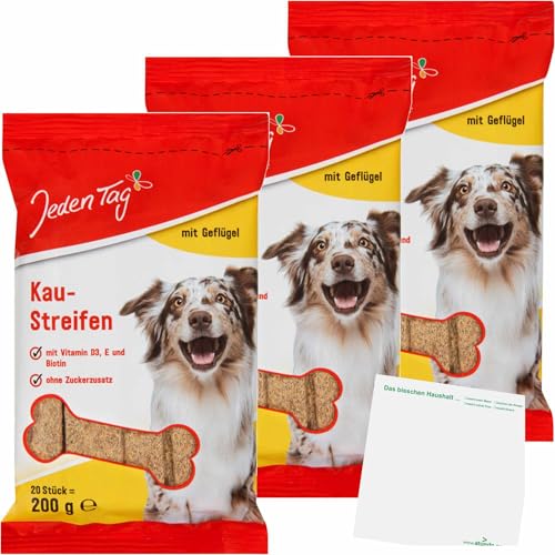 usy Bundle für Jeden Tag Hundesnack 20 Kaustreifen Geflügel 3er Pack (3x200g Packung) + usy Block von usy