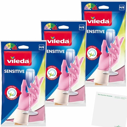usy Bundle für Vileda Haushaltshandschuhe Extra Fine Sensitive 3er Pack (3 Paare, Größe M) Block von usy