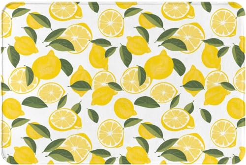 Fußmatte mit Zitronenblatt-Motiv, rutschfeste Küchenteppiche für den Innenbereich, frisches Obst, Eingangsbereich, Teppichdekoration, Bodenmatten für Schlafzimmer, Veranda, 40,6 x 61 cm von utility mat