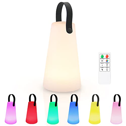 Akku Outdoor Lampe RBG LED mit 8 Farben Fernbedienung Farbwechsel Wohnzimmer Wiederaufladbare Tischleuchte Wasserdichtes kabelloses wiederaufladbares dimmbares Außen Tischleuchte B von uuffoo