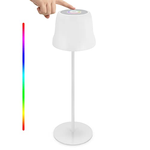 Dimmbare LED Akku-Tischlampe Aufladbar Outdoor aus Metall Tischlampe 8 Farben verfügbar und wasserdicht, IP54 für Schlafzimmer, Lesen, Arbeit, Bar, Restaurant (Weiß) von uuffoo