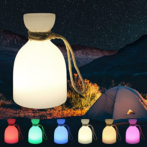 LED Outdoor Lampe Außen Tischlampe, RBG LED mit 8 Farben Farbwechsel, per USB Aufladbar IP44 Spritzwasserschutz Tragbare Hängelampe für Outdoor Camping Garten Terrasse Wohnzimmer Deko (Weinflasche) von uuffoo