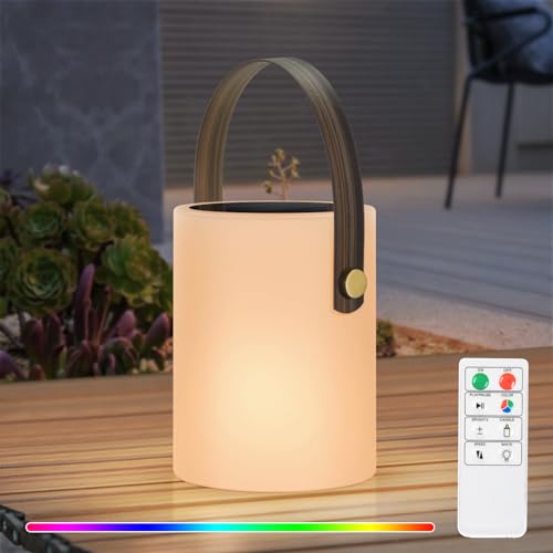 uuffoo Outdoor Dimmbaren Solar Tischlampe 2in1 LED Akku Tischleuchte Wiederaufladbare IP45 Wasserdichtes Kabellos Solar RBG Tischlampe für Außen Terrasse Garten Camping Schlafzimmer. von uuffoo