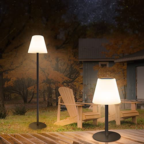 Solar Stehlampe Außen, LED Outdoor Stehleuchte mit Lichtsensor, 4 Helligkeitsstufen & 8 Farben Dimmbar mit Fernbedienung, USB Aufladbar Leselampe, IP44 Wasserdicht für Innen/Outdoor Garten (Schwarz) von uuffoo