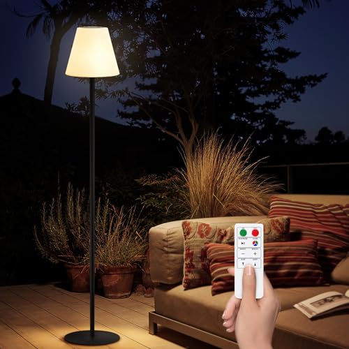 Solar Stehlampe Außen 4-fach höhenverstellbar Stehleuchte mit Lichtsensor Dimmbar Stehlampe mit 8 Farben USB Aufladbar Standlampe mit Batterie Wasserdicht IP44 für Terrasse Swimmingpool Garten (A) von uuffoo