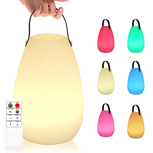 Tragbare Akku Outdoor Lampe, intelligente Tischleuchte Wasserdichtes mit Fernbedienung, Mehrfarbiges dimmbares USB wiederaufladbare campinglampe nachtlampe, für Schlafzimmer, Wohnzimmer(L)… von uuffoo