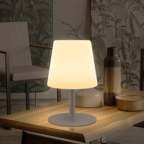 uuffoo LED Akku Tischlampe Außen Kabellos Lampe Dimmbar USB Aufladbar Nachttischlampe für Schlafzimmer Wohnzimmer Tisch Hotelrestaurant dekoration. (Grau) von uuffoo