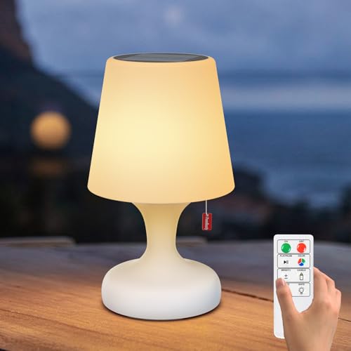 uuffoo Outdoor Tischlampe Solar LED Tischlampe IP44 Wasserdicht, Dimmbar Warmweiß und RGB-LED-Tischlampe, Fernbedienung, solar tischlampe für außen Garten von uuffoo