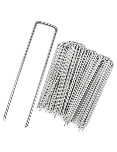 uvbws 15 Stück silberfarbene Gartenlandschaftsnägel, verzinkte Stahlnadel, rostfreie Heringe, feste Unkrautbarriere, Bodenabdeckung, Heringe zur Befestigung von Zäunen und Kunstrasen. von uvbws