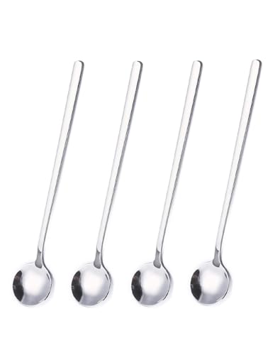 uvbws 4 x silberfarbene Edelstahl-Kaffeelöffel, 17 cm langer Griff, Kaffee-Rührlöffel, Dessertkuchen, Eis, Cappuccino, Cocktail-Rührlöffel uvbws 4 x silberfarbene Edelstahl-Kaffeelöffel, 17 cm langer Griff, Kaffee-Rührlöffel, Dessertkuchen, Eis, Cappuccino, Cocktail-Rührlöffel von uvbws