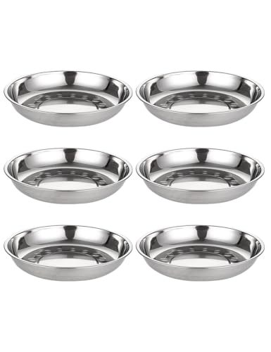 uvbws 6 x Edelstahl-Katzennäpfe, flache und breite Haustierfutterschale, Haustier-Futternapf, geeignet für Katzen und Welpen von uvbws