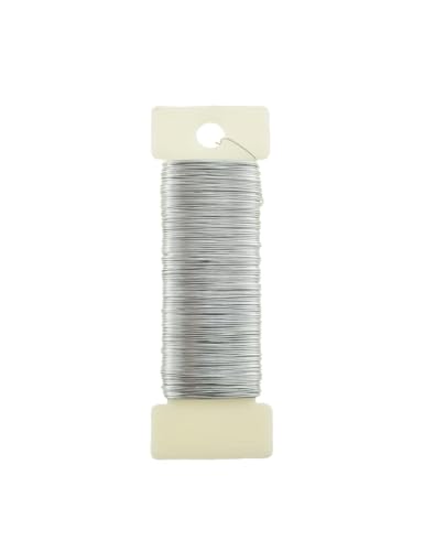 uvbws Silberdraht, 26 Gauge, 1 Rolle, 38 m, dünner Draht zum Basteln, flexibler Metall-Blumenfaden, verwendet für Handwerk, Weihnachtskränze, Baum- und Blumenarrangements und DIY-Hochzeiten von uvbws