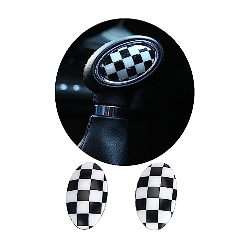 uvcany MINI F54 F55 F56 F57 F60 Karierte Flagge Schalthebelknauf Abdeckung Trim für Mini Cooper One/S/JCW F54 Clubman,F55 Hatchback,F56 Hatchback,F57 Cabrio,F60 Countryman(Weiß kariert) von uvcany