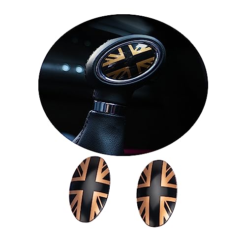 MINI F54 F55 F56 F57 F60 Union Jack Schalthebelknauf Abdeckung Trim für Mini Cooper One/S/JCW F54 Clubman,F55 Hatchback,F56 Hatchback,F57 Cabrio,F60 Countryman(Union Jack Gold) von uvcany