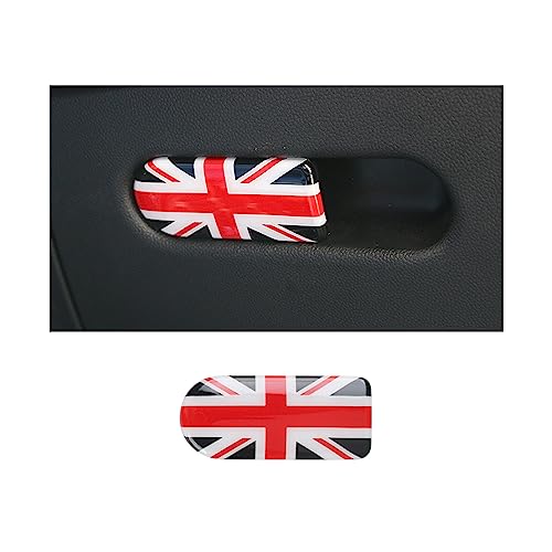 MINI F54 F60 Union Jack Handschuhfach Aufbewahrungsbox Griffabdeckung Aufkleber Zierkappe für Mini Cooper One/S/JCW F54 Clubman, F60 Countryman(Union Jack Rot/Schwarz) von uvcany