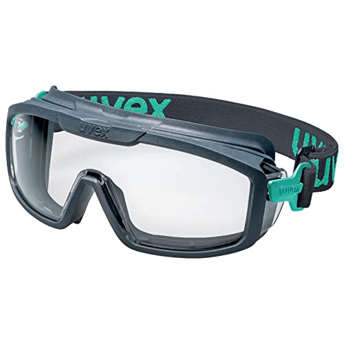 uvex 9143297 Vollsichtbrille Grau, Blau i-guard+ planet, verstellbares Recycling Kopfband, beschlagfrei, kratzfest, chemikalienbeständig von uvex