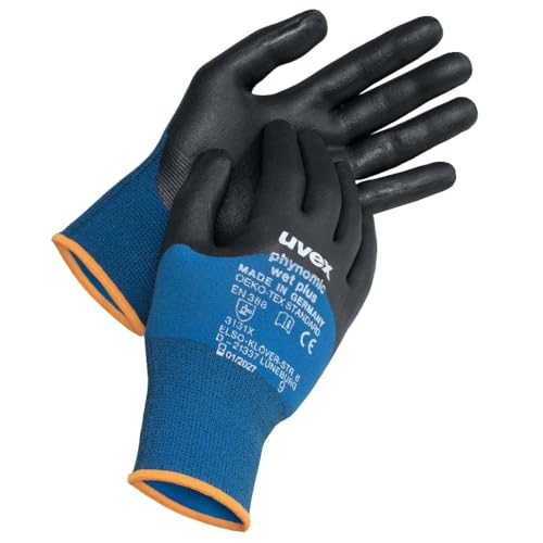 uvex Phynomic Wet Plus Arbeitshandschuhe Größe 9 Auf Öl greifend, ölabweisend Elastan, Polyamid Blau 10Paare von uvex