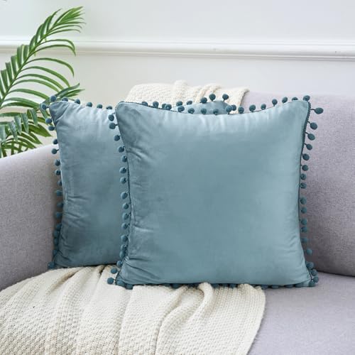 Uxcell 2 Stück Samt-Kissenbezüge mit Pompons dekorative Kissenbezüge Fransen-Kissenbezüge Samt quadratisch für Bauernhaus Schlafzimmer Wohnzimmer Blau 40 x 40 cm Uxcell 2 Stück Samt-Kissenbezüge mit Pompons dekorative Kissenbezüge Fransen-Kissenbezüge Samt quadratisch für Bauernhaus Schlafzimmer Wohnzimmer Blau 40 x 40 cm von uxcell
