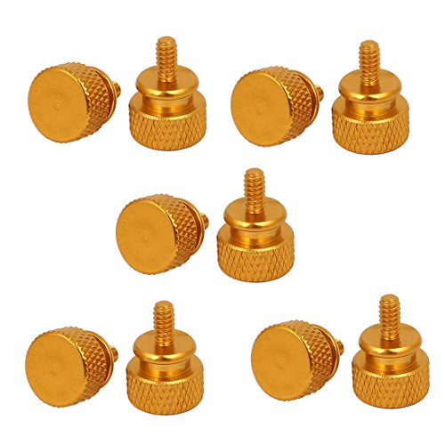 sourcing map 10 Stück Computer PC Case Vollgewinde gerändelt Daumenschrauben Gold 6# -32 von uxcell