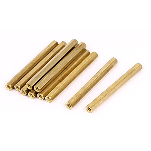 sourcing map 10 Stück M3 x 50mm Innengewinde Messing Sechskant Abstandshalter Säulen Abstands Mutter von uxcell