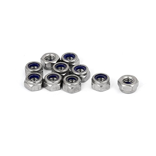 sourcing map 10 Stück M6 x 1mm 304 Edelstahl Nylock Nylon Einsatz Sechskantschloss Mutter DE de von uxcell