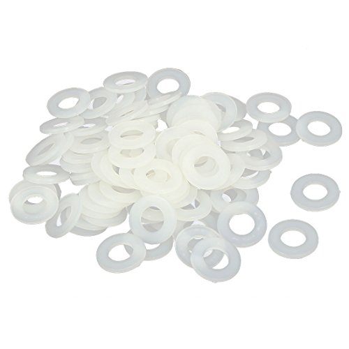 sourcing map 100Stk. M8x16mmx1,4mm Nylon Flache isolierende Unterlegscheiben Dichtung Grau Weiß von uxcell