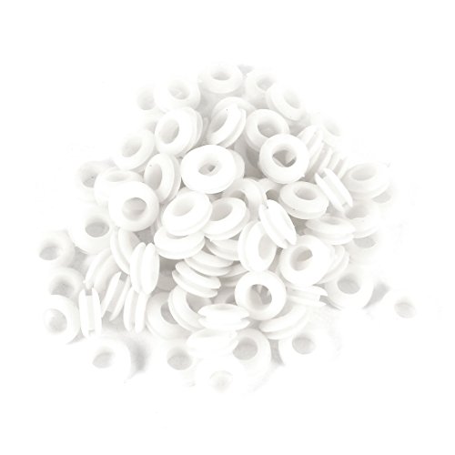 sourcing map 100pcs 8mm x 15mm weiße Gummidrahtösen Ringkabelschutz von uxcell