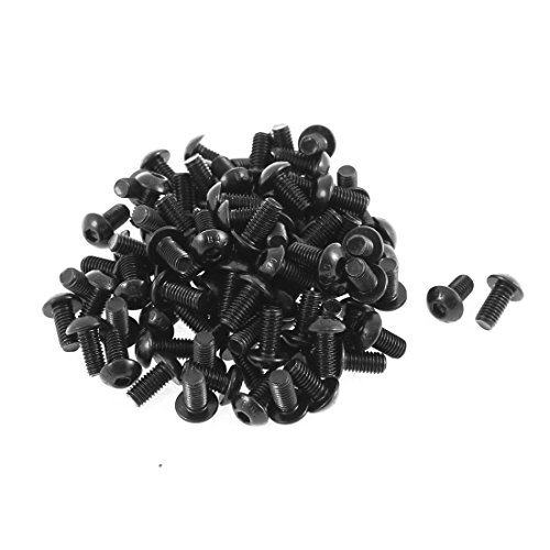 sourcing map 100pcs M5x10mm 10.9 Legierter Stahl Knopfkopf Hex Sockel Schraube Bolzen Schwarz von uxcell