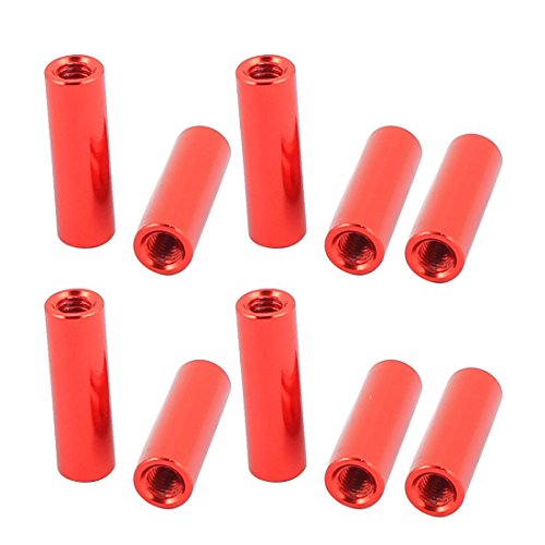 sourcing map 10Stk. M3 x 16mm Aluminiumsäulenlegierung Abstandshalter Bolzenbefestigung Rot von uxcell