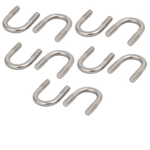 sourcing map 10 Stück Bügelschraube M6x16mm U Bolzen 304 Edelstahl U-Bügel mit Gewinde Bügelschelle Runde U-Bolzen Nyloneinsatz Mutter Unterlegscheibe von uxcell