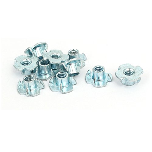 sourcing map 10stk 1/4-inch Gewinde Dmr 8mm Höhe 4 Zacken Vollgewinde T-Nieten Mutter DE de von uxcell