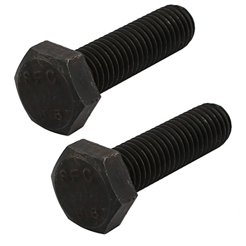 sourcing map 2 Stück 8.8 Grad M10x35mm Vollgewinde Linksgewinde Sechskantschraube Schwarz DE de von uxcell
