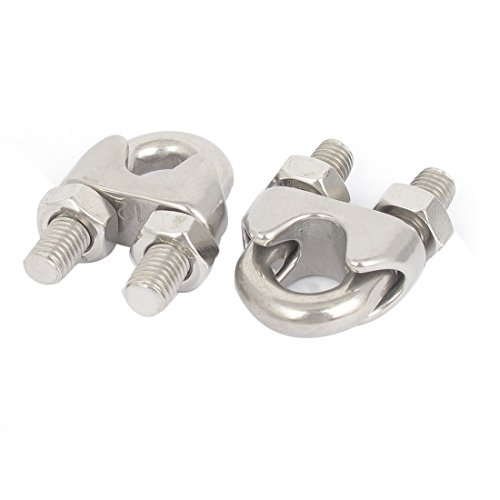 sourcing map 2 Stück. 12mm 1/2" Silberton Edelstahl Seil Drahtseil Kabel Klemme Klipp de von uxcell