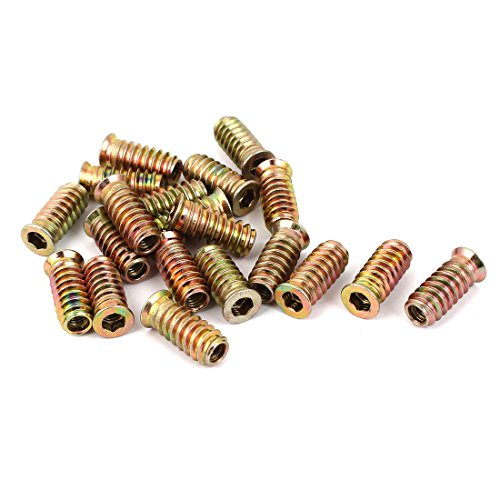 sourcing map 20 Stück Einsatz M6 x 25mm Gewinde Innensechskant E-Muttern für Holz Möbel von uxcell