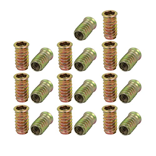 sourcing map 20 Stück M10x30mm Verzinkter Innensechskant Antrieb Senkkopf Einsatz Mutter für Holz von uxcell