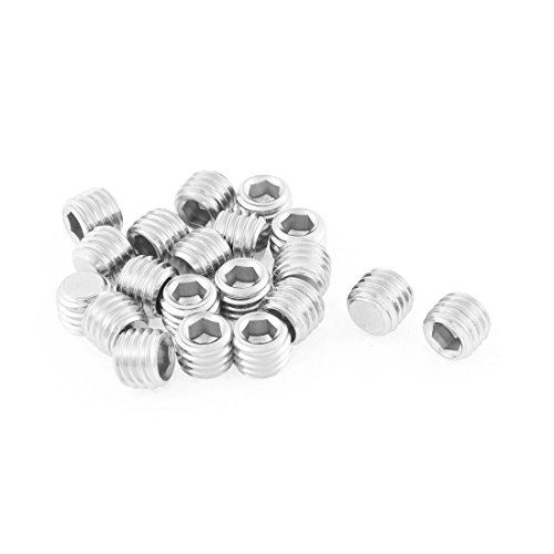 sourcing map 20 Stück M10x8mm Metrisch 304 Edelstahl Innensechskant Set Flachspitz Madenschrauben Silber Ton für Handtuchhalter Türgriff von uxcell