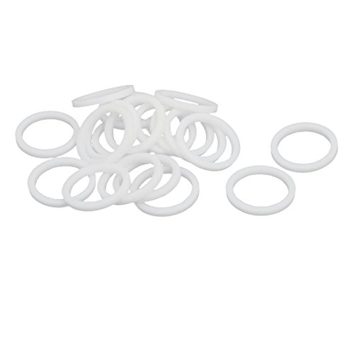 sourcing map 20 Stück PTFE Unterlegscheiben Dichtung 20mm Außendurchm. 16mm Innendurchm. 2mm Dicke für Wasserhahn Rohr Wasserschlauch, Weiß von uxcell
