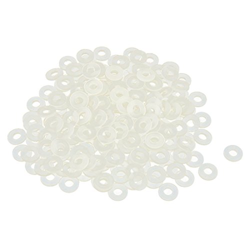 sourcing map 200St Flache Unterlegscheibe Nylon M3 Dichtung 7mm AD 3mm ID 1mm Dicke Weiß von uxcell