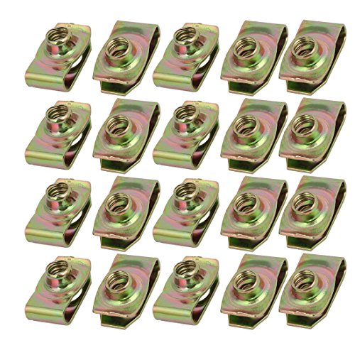 sourcing map 20pcs Federstahl Schnellverschluss Extrudierte U Mutter Messingfarbe M8 Schraube de von uxcell