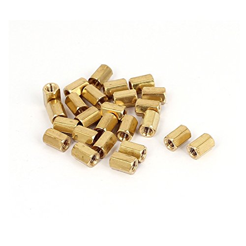sourcing map 25 Stück M3 x 7mm Innengewinde Messing Sechskant Abstands Bolzen Abstands Mutter von uxcell