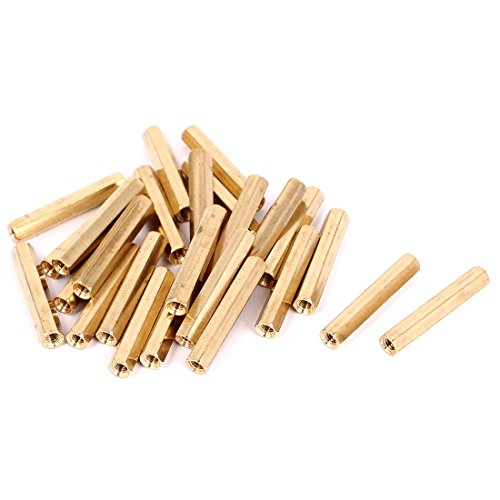 sourcing map 25 Stück M4 x 35mm Innengewinde Messing Sechskant Abstands Bolzen Mutter von uxcell