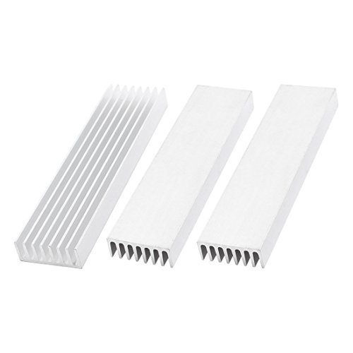 sourcing map 3 x Silber Ton Aluminium Heizkörper Kühlkörper Kühlrippen 110x28x11mm de von uxcell