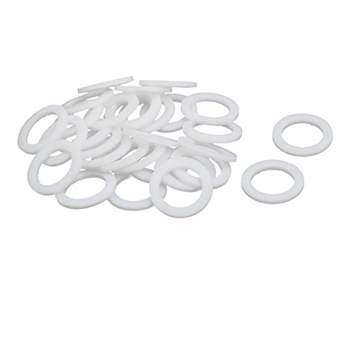 sourcing map 30 Stück PTFE Unterlegscheiben Dichtung 22 mm Außendurchm. 14 mm Innendurchm. 2 mm Dicke für Wasserhahn Rohr Wasserschlauch, Weiß von uxcell
