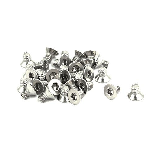 sourcing map 30Stk M2x3mm 304 Edelstahl Flachkopf Torx Treiber Typ Schrauben Silber Ton DE de von uxcell