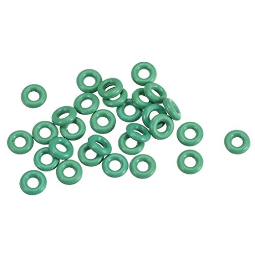 sourcing map 30stk 5mmAußendurchesser 1.5mm Dicke Grün Gummi Hitze Beständig Mini O-Ring de von uxcell